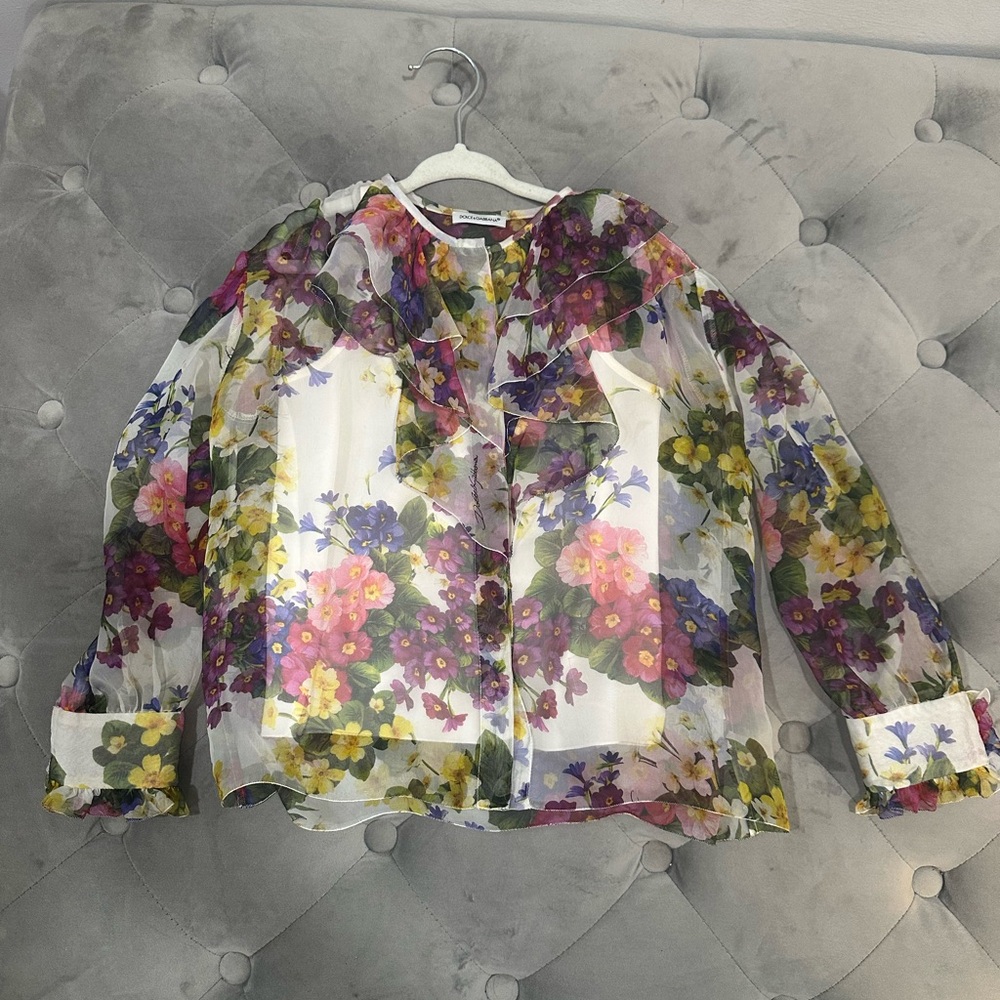 Dolce & Gabbana Multicolor Floral Silk Blouse with Camisole